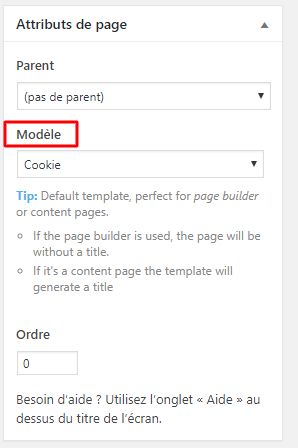 Afficher une meta box en fonction du modèle de page