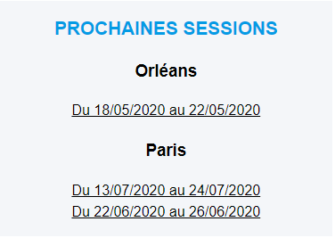 widget prochaines sessions